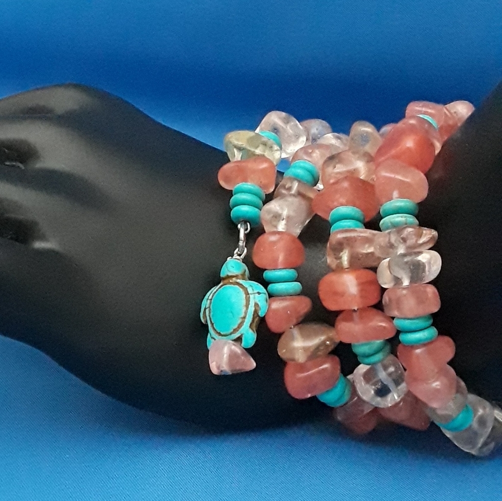 Crystal wrap bracelet with matching charm.